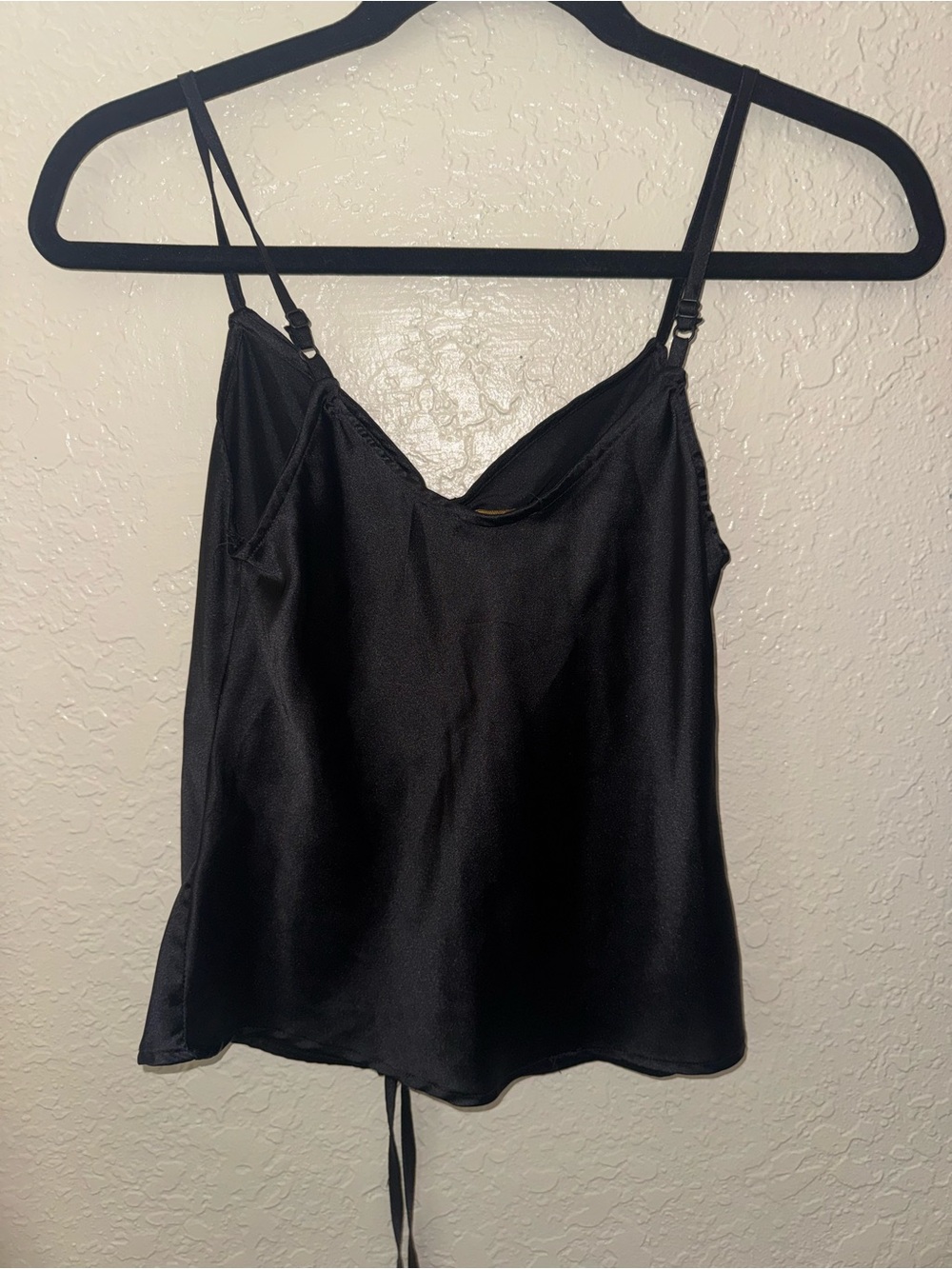 Women's Black Satin Adjustable Strap Cami